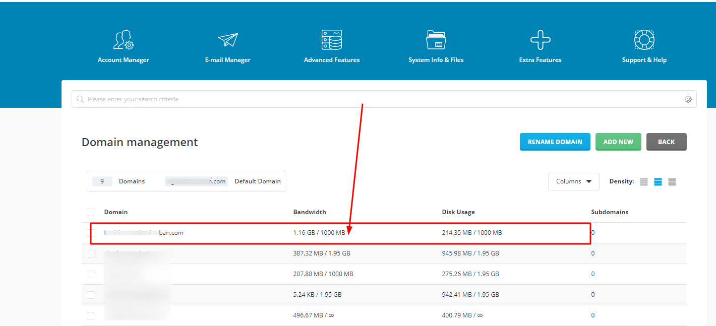 Hướng dẫn xử lý “Either the domain has been overused, or the reseller ran out of resources” DirectAdmin 3 full tai nguyen