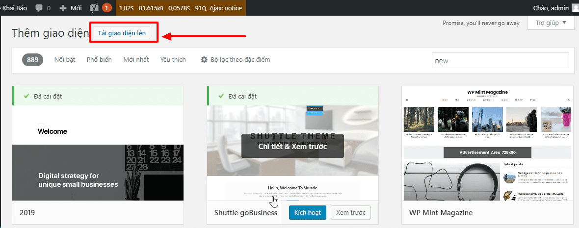 Hướng dẫn cài Themes lên website WordPress 5 hướng dẫn cài theme lên wordpress