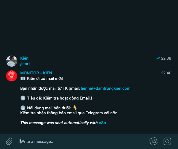 Thiết lập nhận Email qua Telegram với n8n 12 image 16