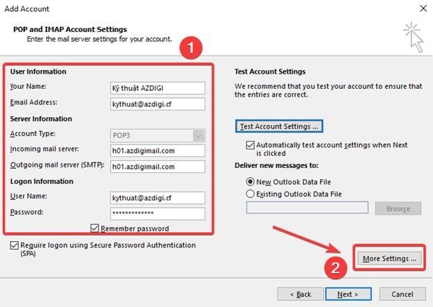 Pro Mail Hosting: Hướng dẫn cấu hình email vào Outlook 7 image 165