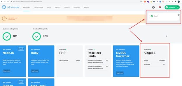 Chuyển đổi CyberPanel sang CloudLinux OS và cài đặt CageFS 12 image 62