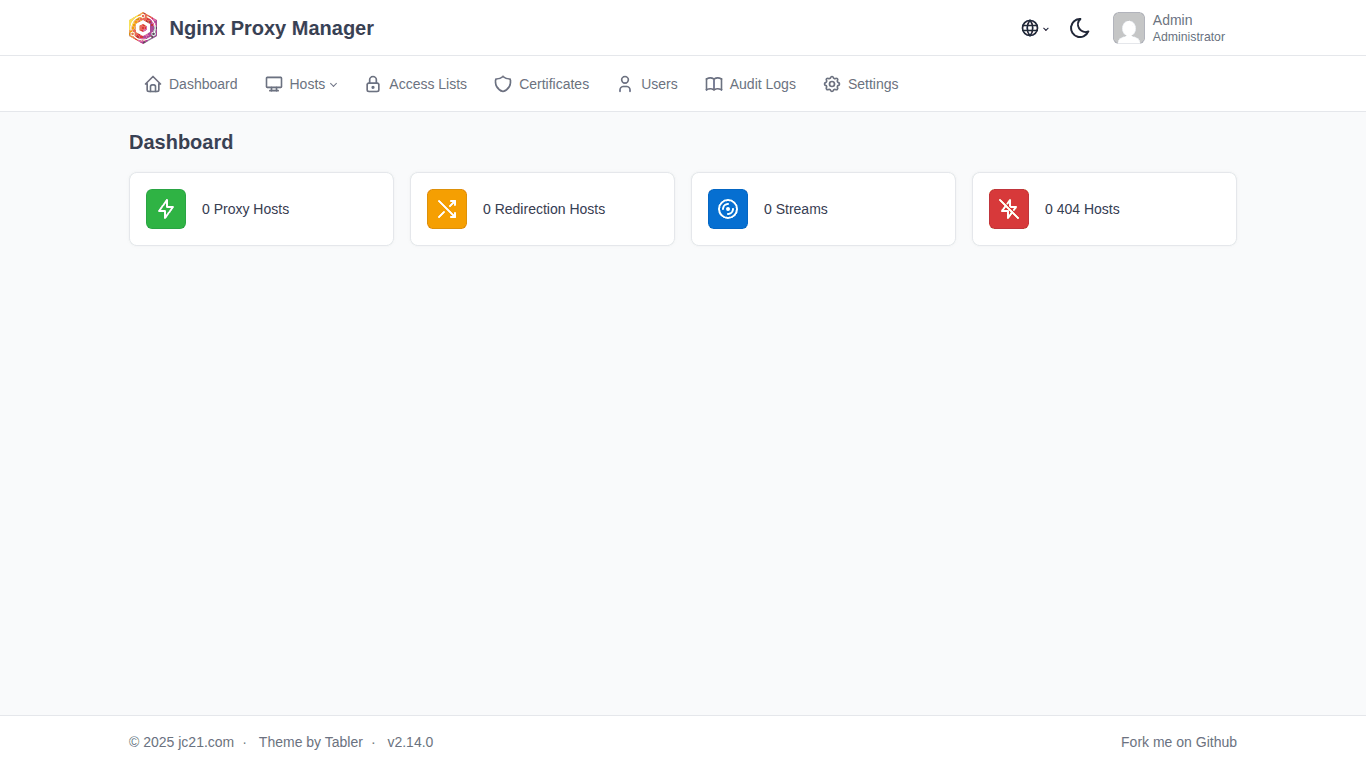 Reverse Proxy với Nginx Proxy Manager + SSL tự động 4 Dashboard Nginx Proxy Manager