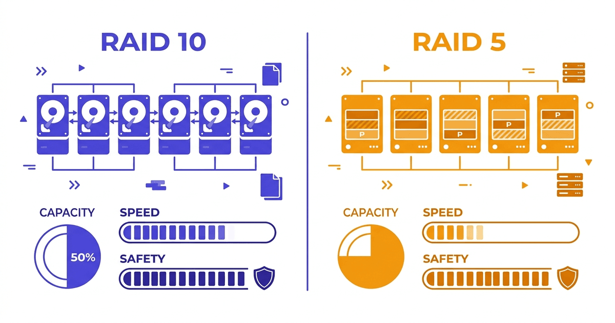 RAID 10 là gì? Vì sao server chuyên nghiệp đều dùng RAID 10 3 So sánh RAID 10 vs RAID 5