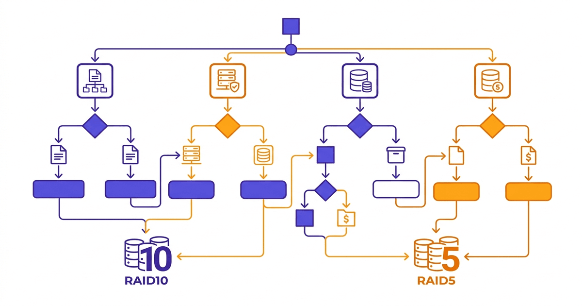 RAID 10 vs RAID 5: chọn loại nào cho server? 3 Decision tree chọn RAID