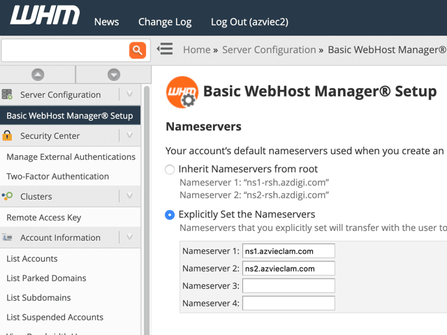 reseller nameserver cpanel 1 1 1