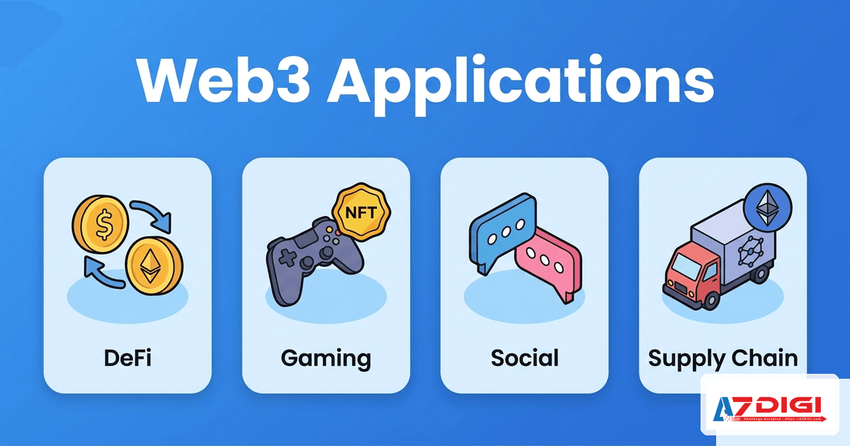 Web3 là gì? Toàn bộ kiến thức từ A đến Z cho người mới 6 Ứng dụng thực tế Web3 DeFi gaming mạng xã hội chuỗi cung ứng