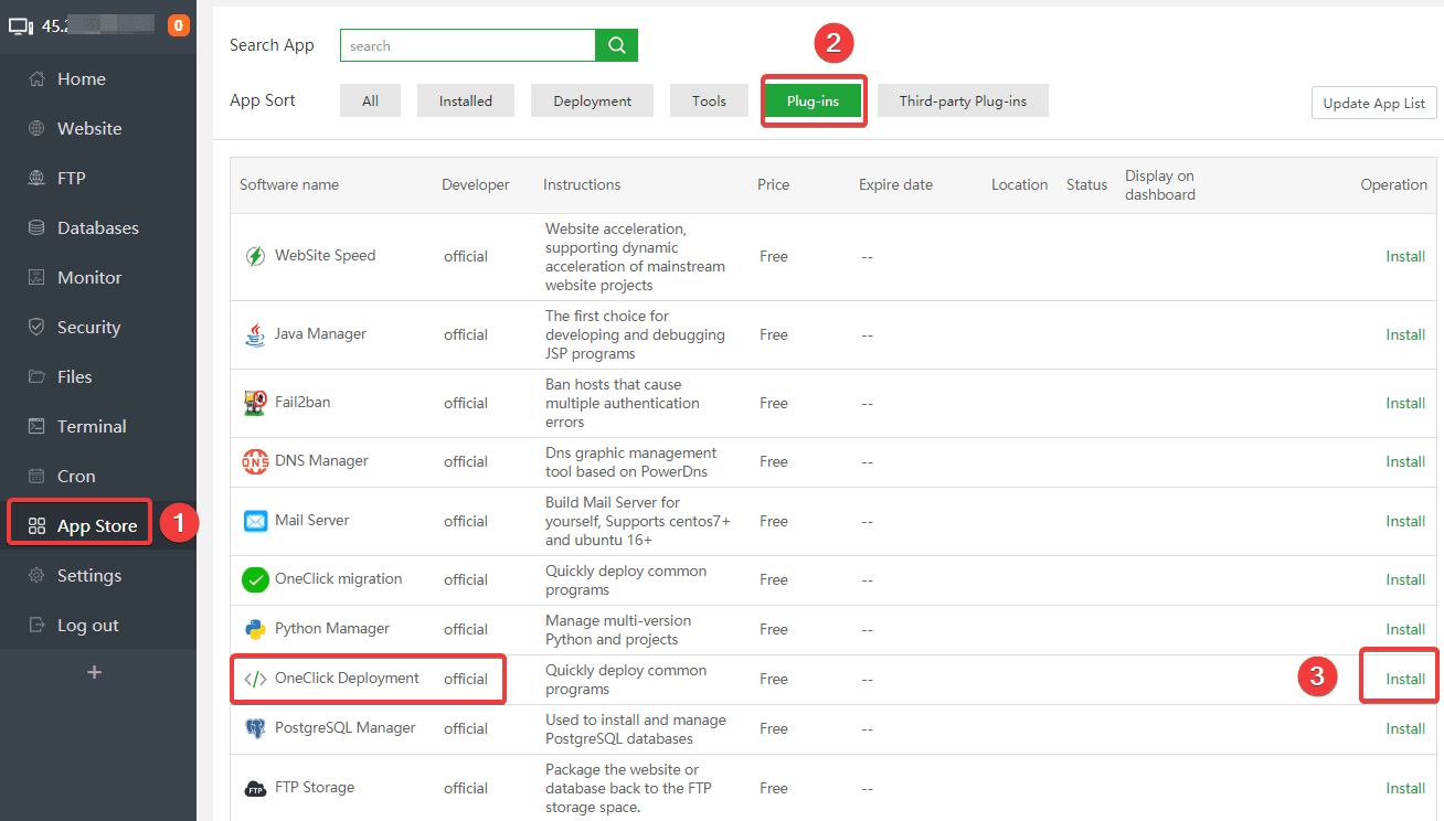 Hướng dẫn cài đặt WordPress với Plugin OneClick trên aaPanel 3 wpaapanel