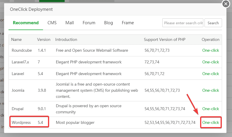 Hướng dẫn cài đặt WordPress với Plugin OneClick trên aaPanel 5 wpaapanel2
