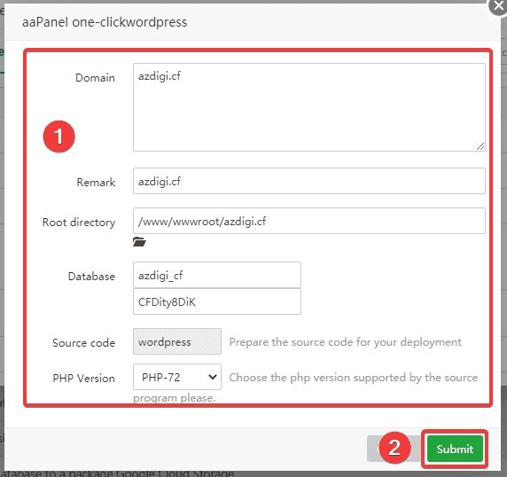 Hướng dẫn cài đặt WordPress với Plugin OneClick trên aaPanel 6 wpaapanel3