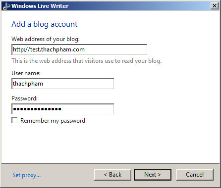 Cài đặt blog WordPress vào Windows Live Writer 2011 7896567664 7a7f6d6b98