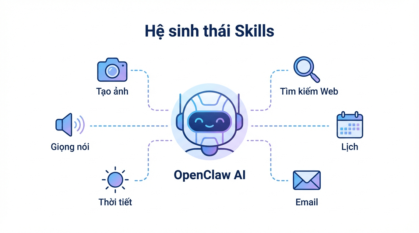 Cài đặt và tạo Skills cho OpenClaw: Mở rộng khả năng không giới hạn 2 Hệ sinh thái Skills trong OpenClaw mở rộng khả năng cho trợ lý AI