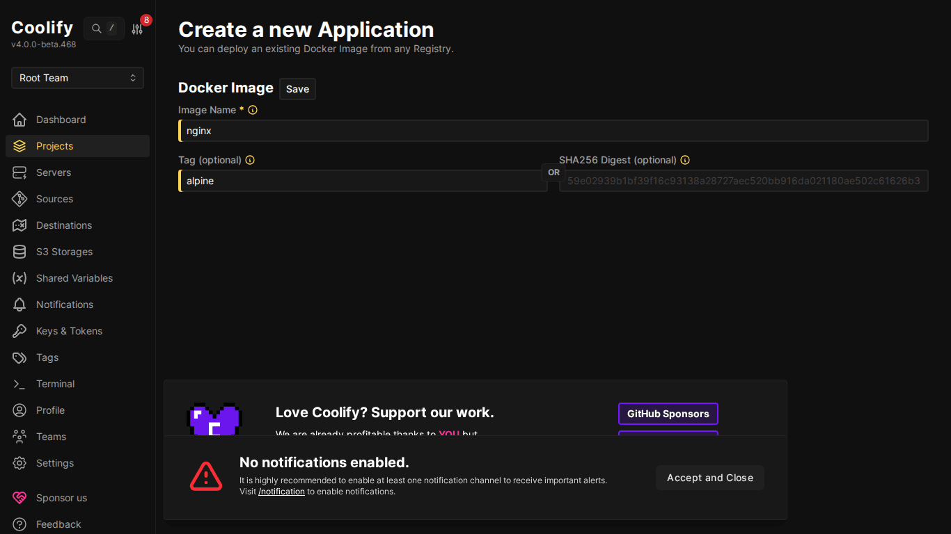 Deploy Node.js, Python, PHP lên Coolify 2 Deploy Docker Image trên Coolify