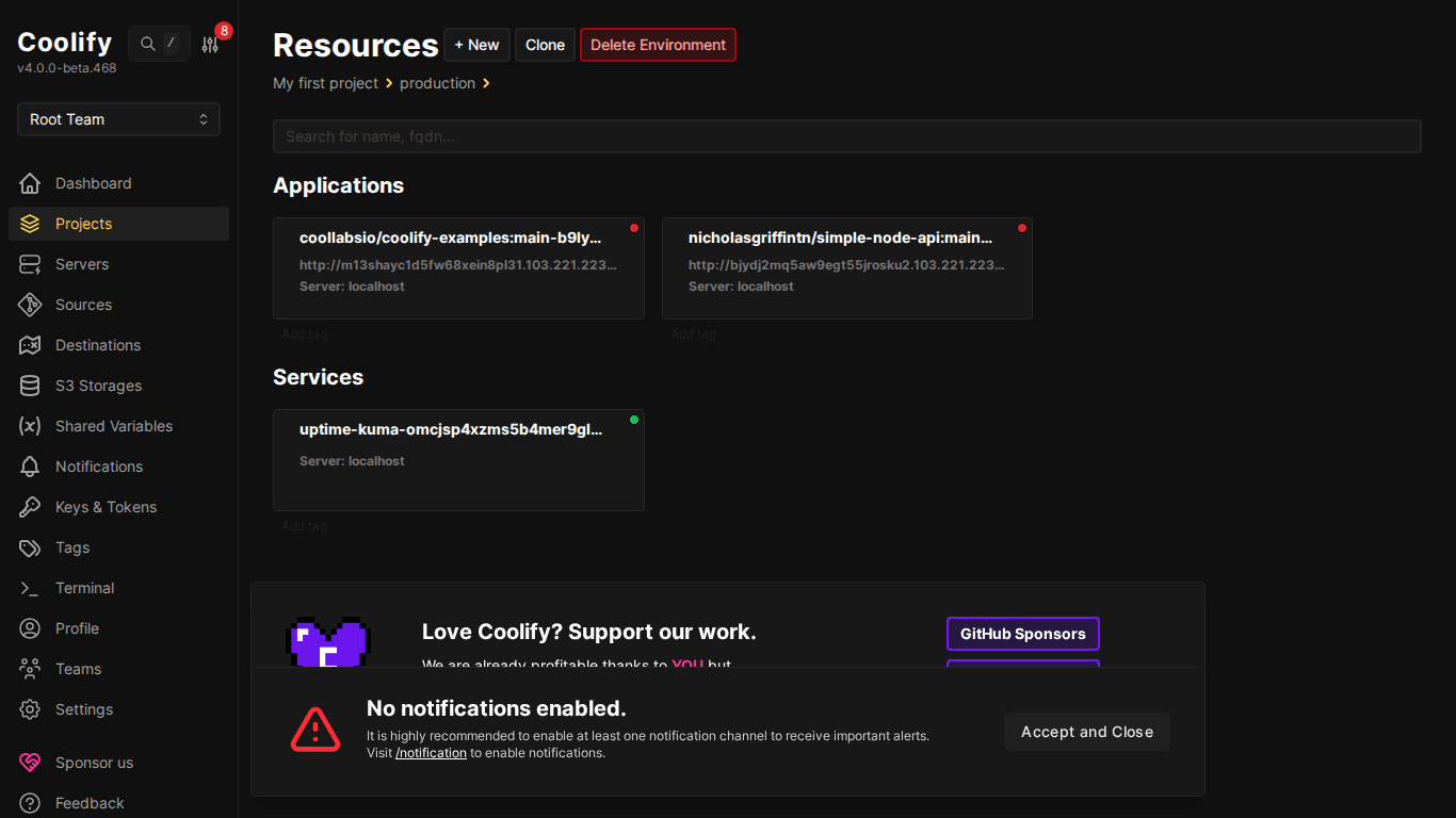 Deploy Node.js, Python, PHP lên Coolify 4 Environment với nhiều resources trên Coolify