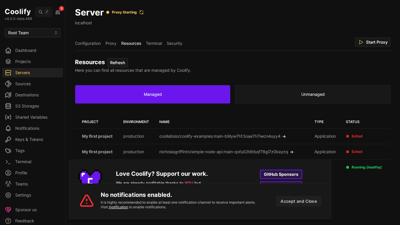 Deploy Node.js, Python, PHP lên Coolify 5 Server Resources trên Coolify