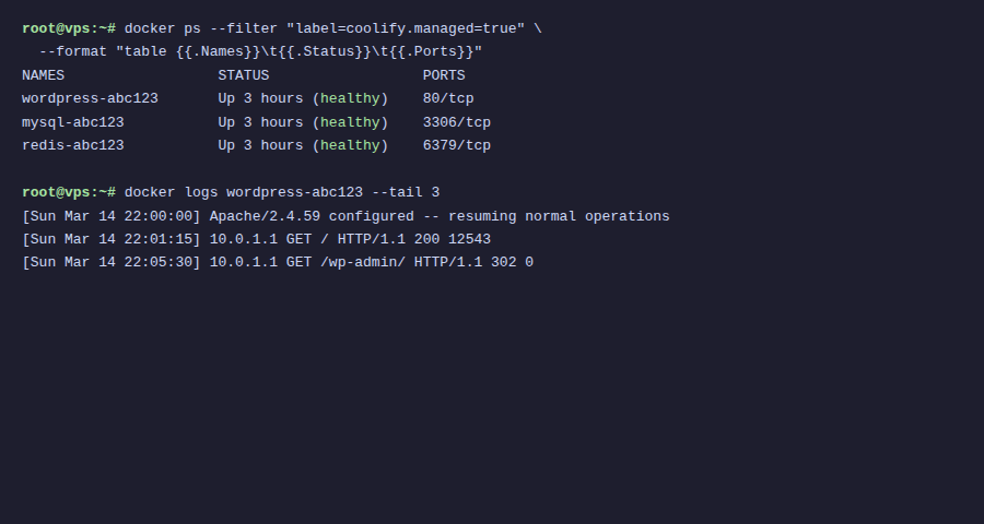 Deploy Docker Compose trên Coolify – Ứng dụng phức tạp multi-container 4 Docker Compose services đang chạy