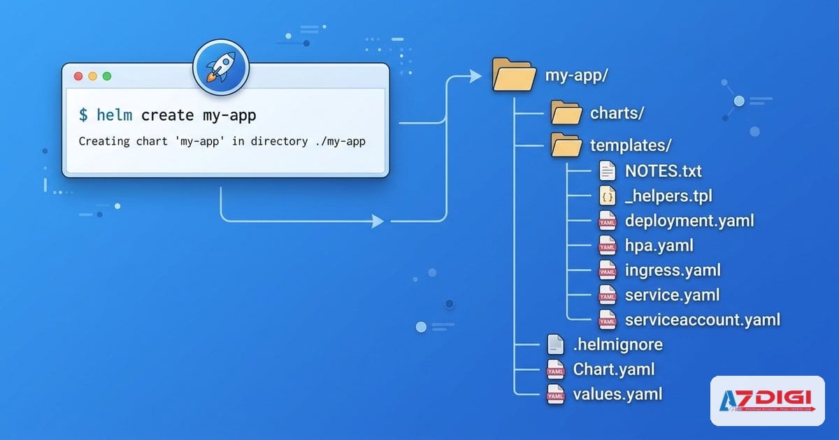 Tự đóng gói ứng dụng Node.js cơ bản thành Helm chart 4 Tạo chart bằng `helm create` và customize