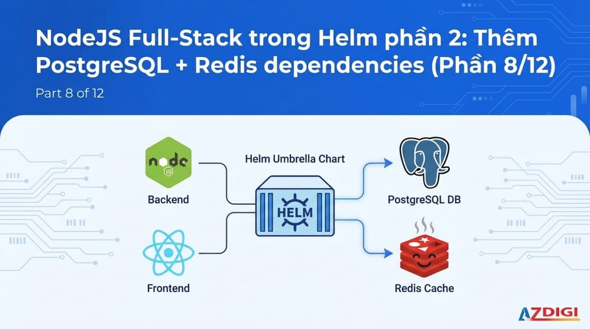NodeJS Full-Stack trong Helm phần 2: Thêm PostgreSQL + Redis dependencies (Phần 8/11)