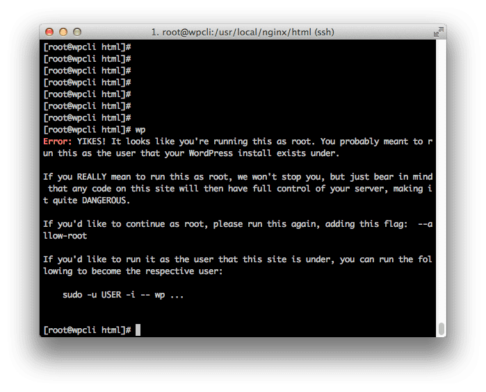 wpcli run root 1