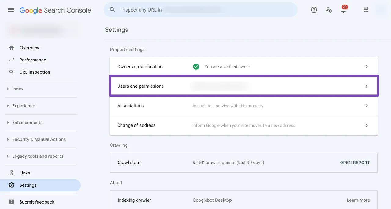 Index bài viết ngay lập tức với Rank Math SEO 15 Choose Users and Permissions in Google Search Console settings