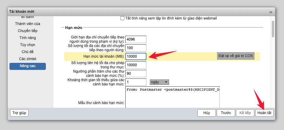 Hướng dẫn tạo tài khoản mail trên Zimbra Mail Server 15 CleanShot 2022 12 06 at 11.15.10
