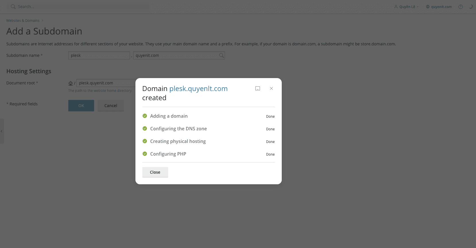 Hướng dẫn tạo SubDomain trên Plesk 5 CleanShot 2023 12 22 at 23.32.10