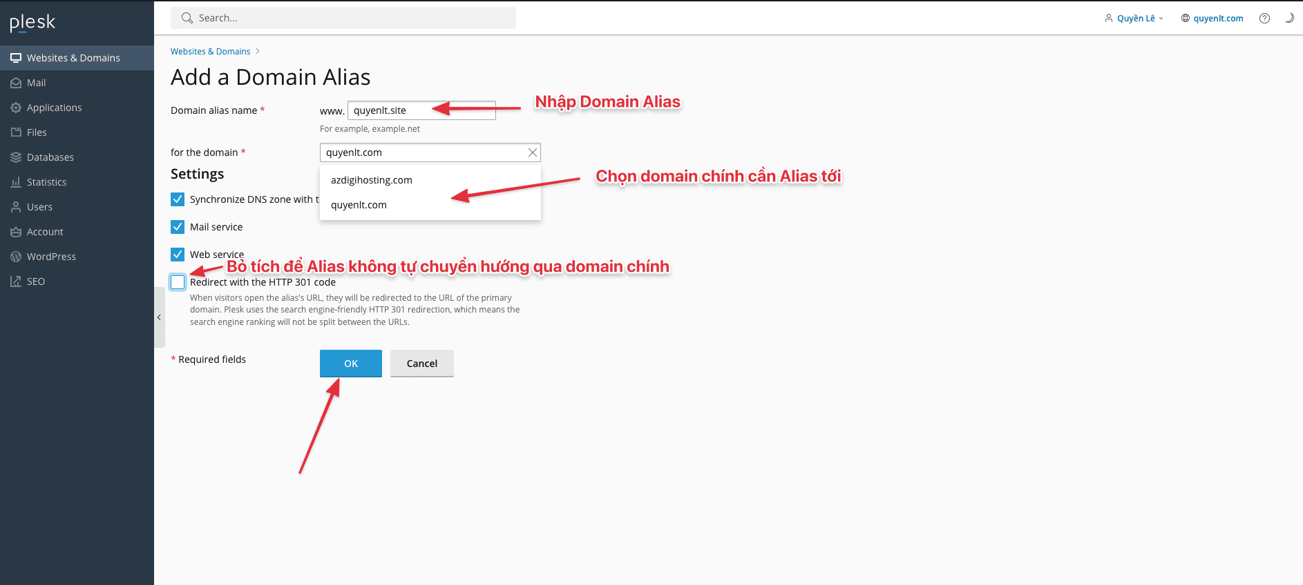 Hướng dẫn thêm Domain dạng Alias trên Plesk 4 CleanShot 2023 12 23 at 00.51.45