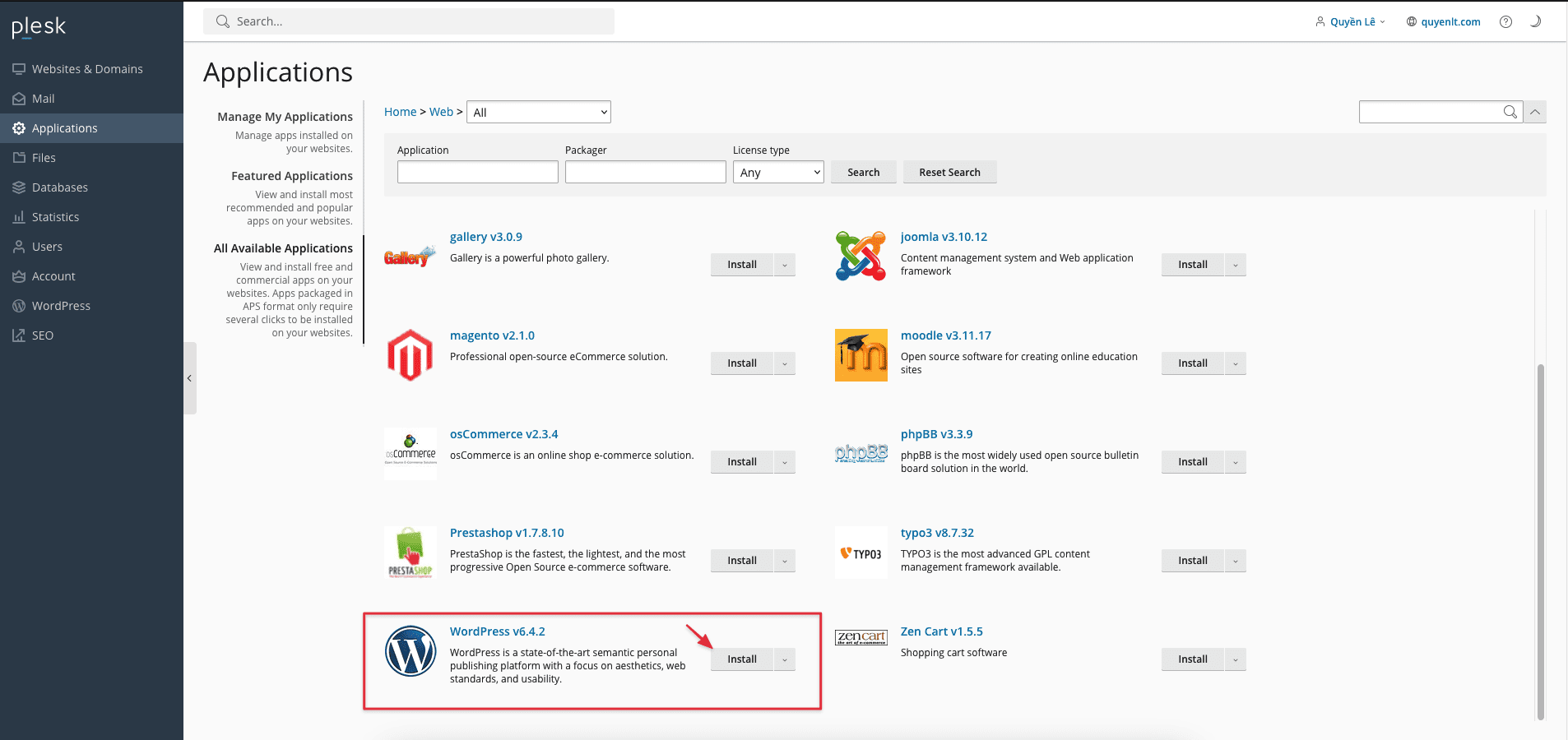 Hướng dẫn cài đặt WordPress trên Plesk 5 CleanShot 2023 12 23 at 02.44.41