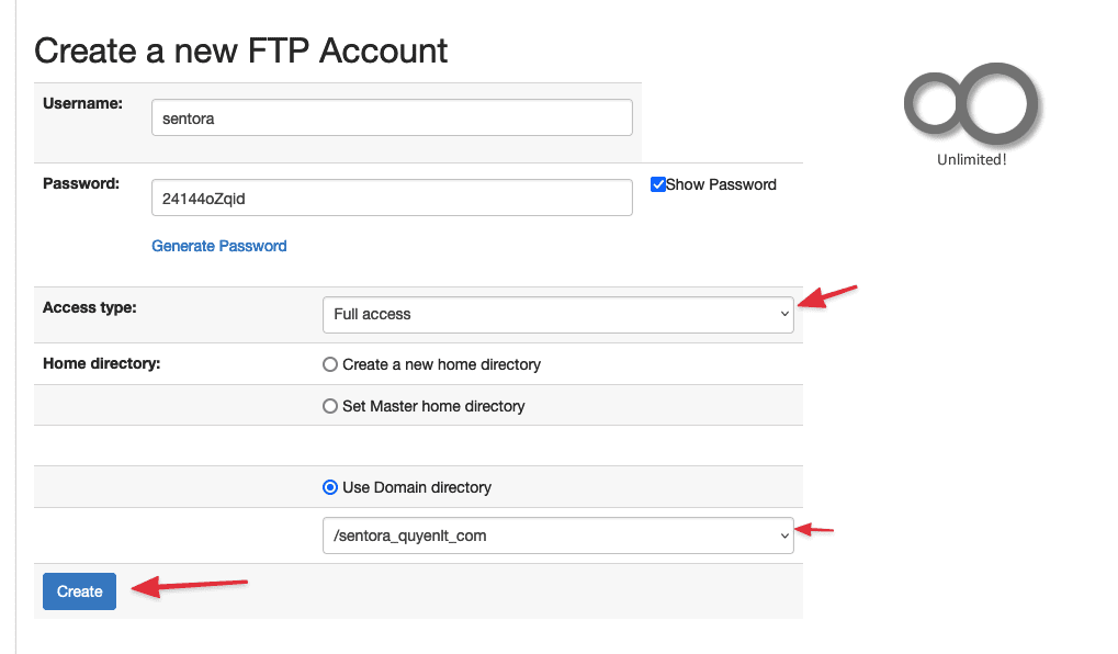 Hướng dẫn tạo tài khoản và kết nối FTP qua Monsta-FTP trên Sentora 4 Hướng dẫn tạo tài khoản và kết nối FTP qua Monsta-FTP trên Sentora