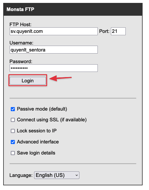 Hướng dẫn tạo tài khoản và kết nối FTP qua Monsta-FTP trên Sentora 8 CleanShot 2023 12 30 at 18.07.44