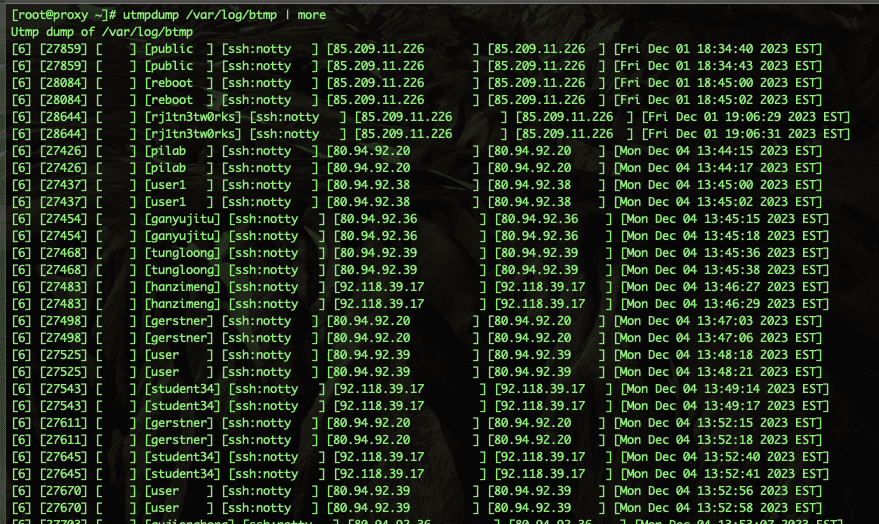 Xem history trên CentOS bằng utmpdump 5 CleanShot 2023 12 30 at 20.15.51