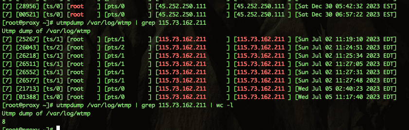 Xem history trên CentOS bằng utmpdump 7 CleanShot 2023 12 30 at 20.52.18