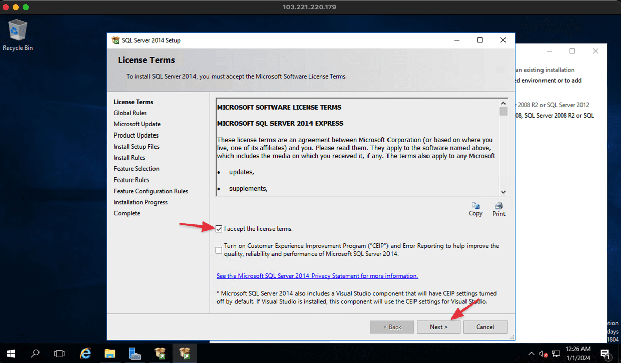Hướng dẫn cài đặt SQL Server 2014 trên Windows Server 2016 5 CleanShot 2024 01 01 at 15.26.30