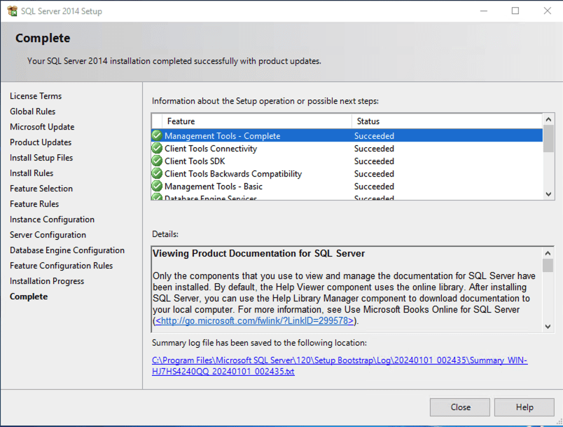 Hướng dẫn cài đặt SQL Server 2014 trên Windows Server 2016 14 CleanShot 2024 01 01 at 15.59.36