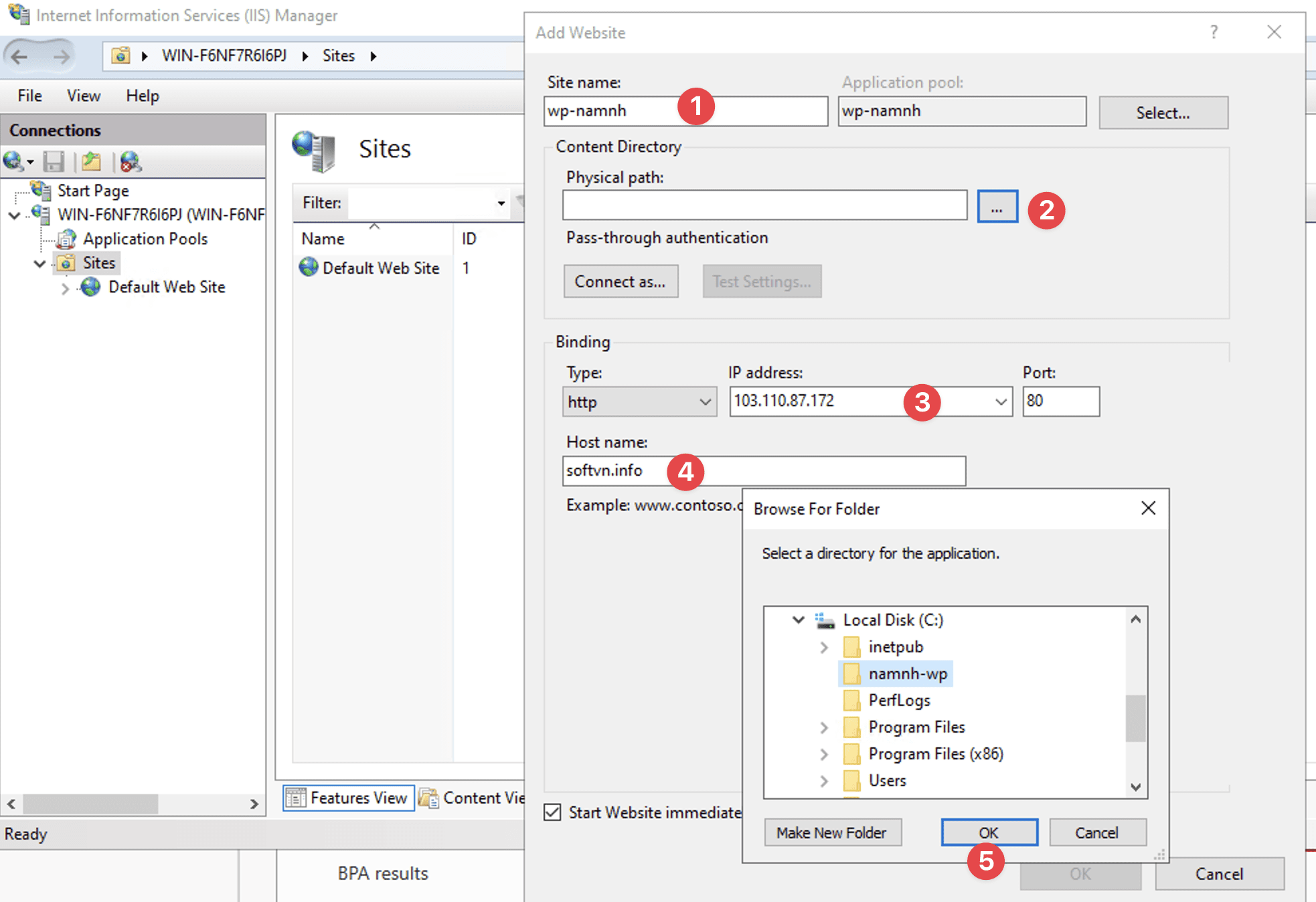 Hướng dẫn cài đặt WordPress trên IIS Window Server 40 CleanShot 2024 01 06 at