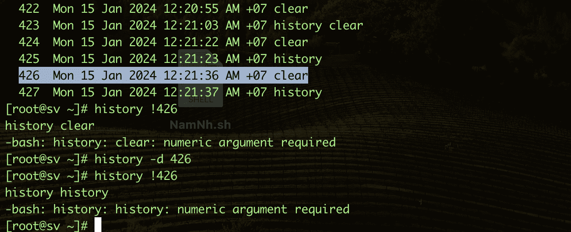 Sử dụng lệnh History trong Linux 7 CleanShot 2024 01 15 at