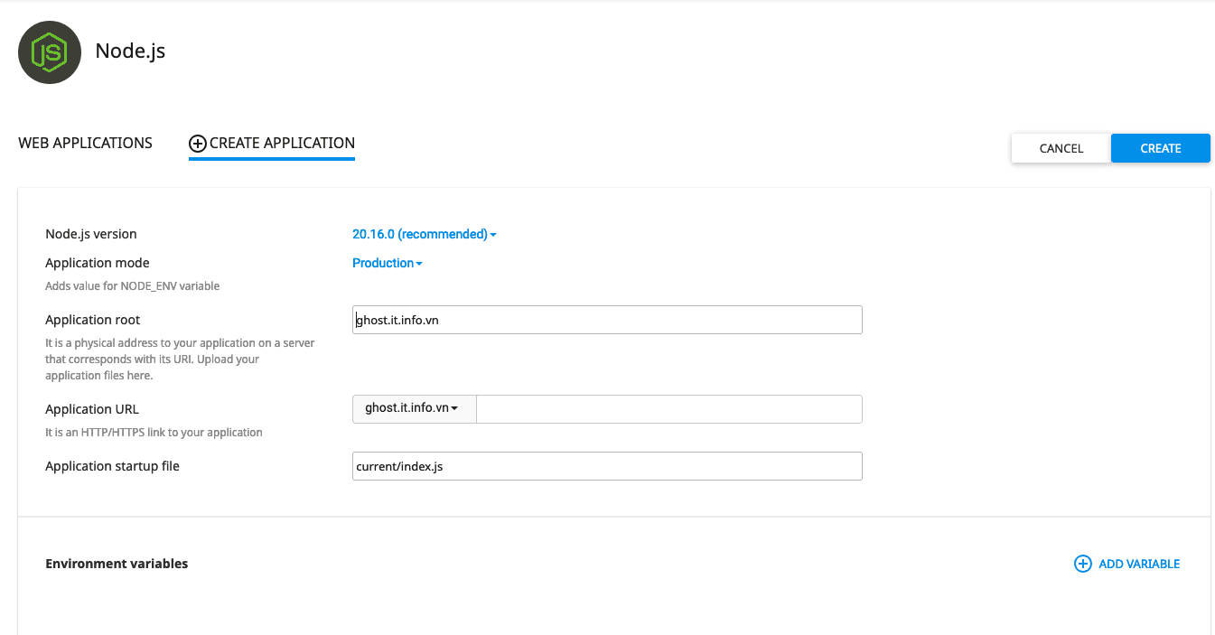 Hướng dẫn cài Ghost CMS trên hosting cPanel 5 Hướng dẫn cài Ghost CMS trên hosting cPanel