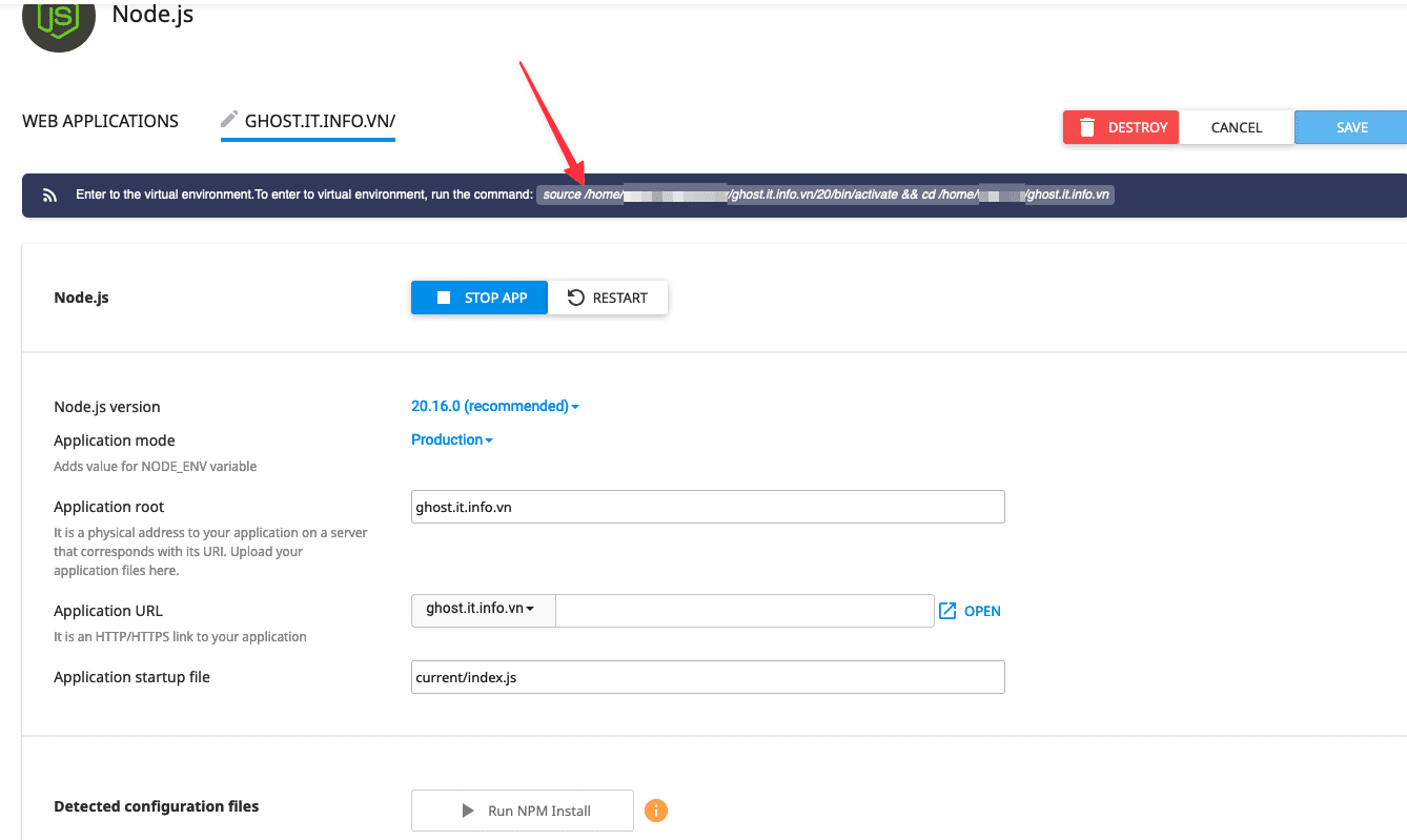 Hướng dẫn cài Ghost CMS trên hosting cPanel 12 Hướng dẫn cài Ghost CMS trên hosting cPanel