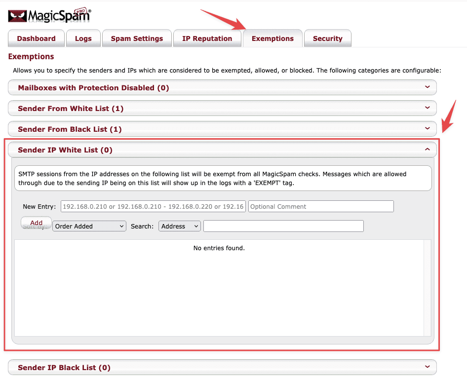 Hướng dẫn cấu hình Whitelist/Blacklist với MagicSpam 11 IP Whitelist