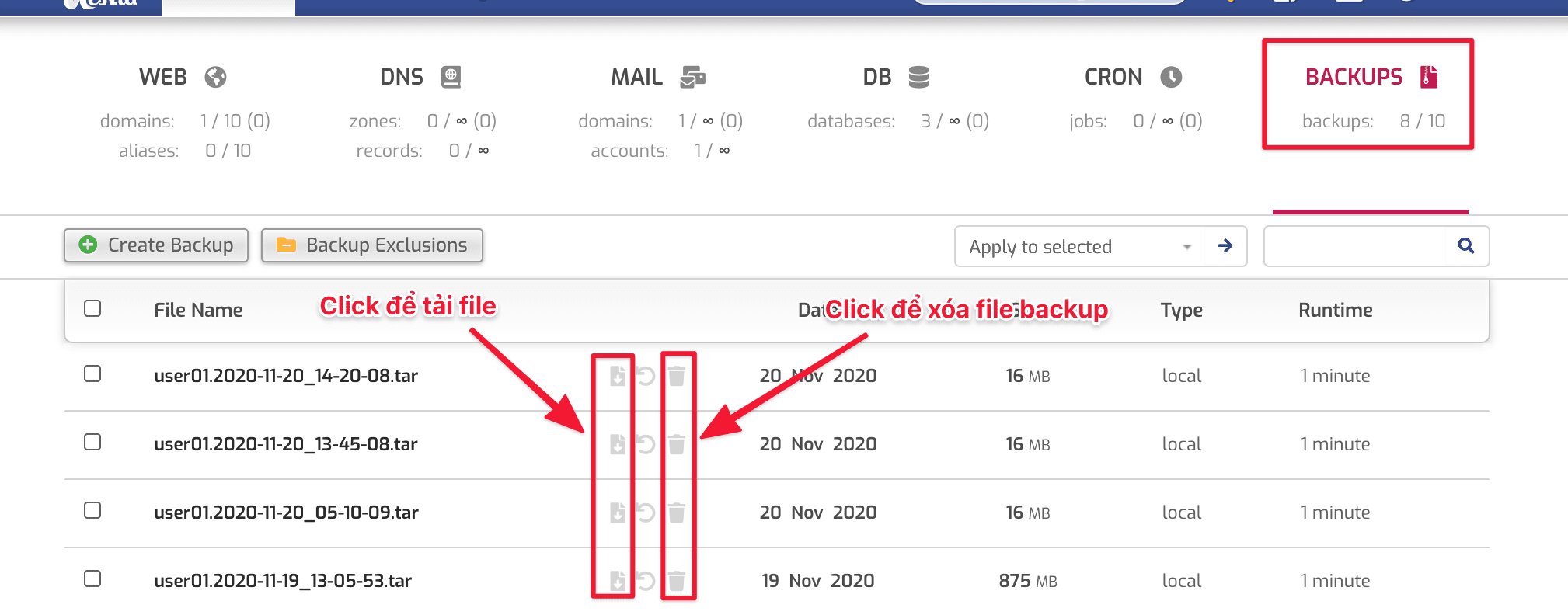 Hướng dẫn Backup Restore trên HestiaCP 11 Backup Restore trên HestiaCP