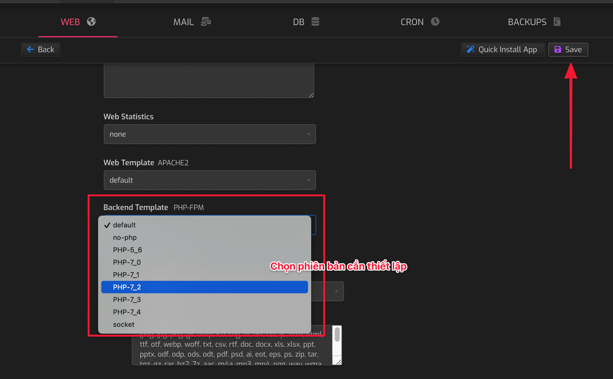 Hướng dẫn tùy chọn MultiPHP trên HestiaCP 4 Screenshot 2020 11 20 at
