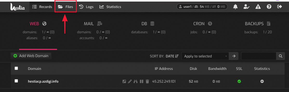 Hướng dẫn sử dụng File Manager trên HestiaCP 1 Hướng dẫn sử dụng File Manager trên HestiaCP