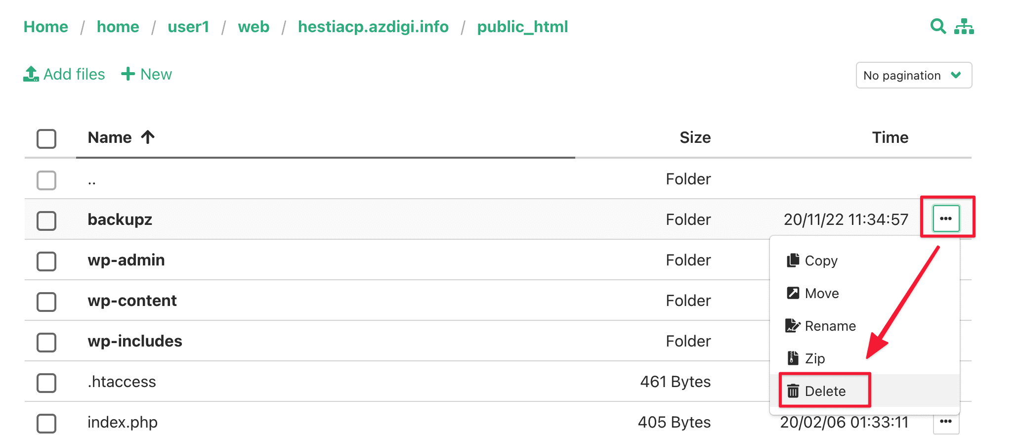 Hướng dẫn sử dụng File Manager trên HestiaCP 10 Screenshot 2020 11 22 at