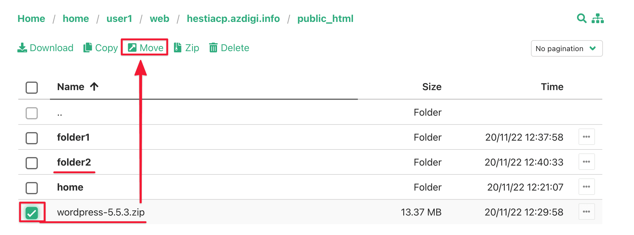 Hướng dẫn sử dụng File Manager trên HestiaCP 24 Screenshot 2020 11 22 at