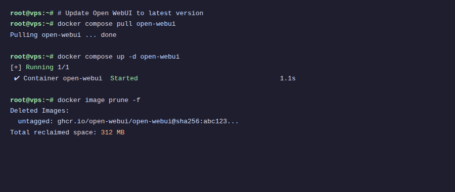Cài Open WebUI + Ollama bằng Docker Compose – Tạo ChatGPT riêng trên VPS 9 Update Open WebUI
