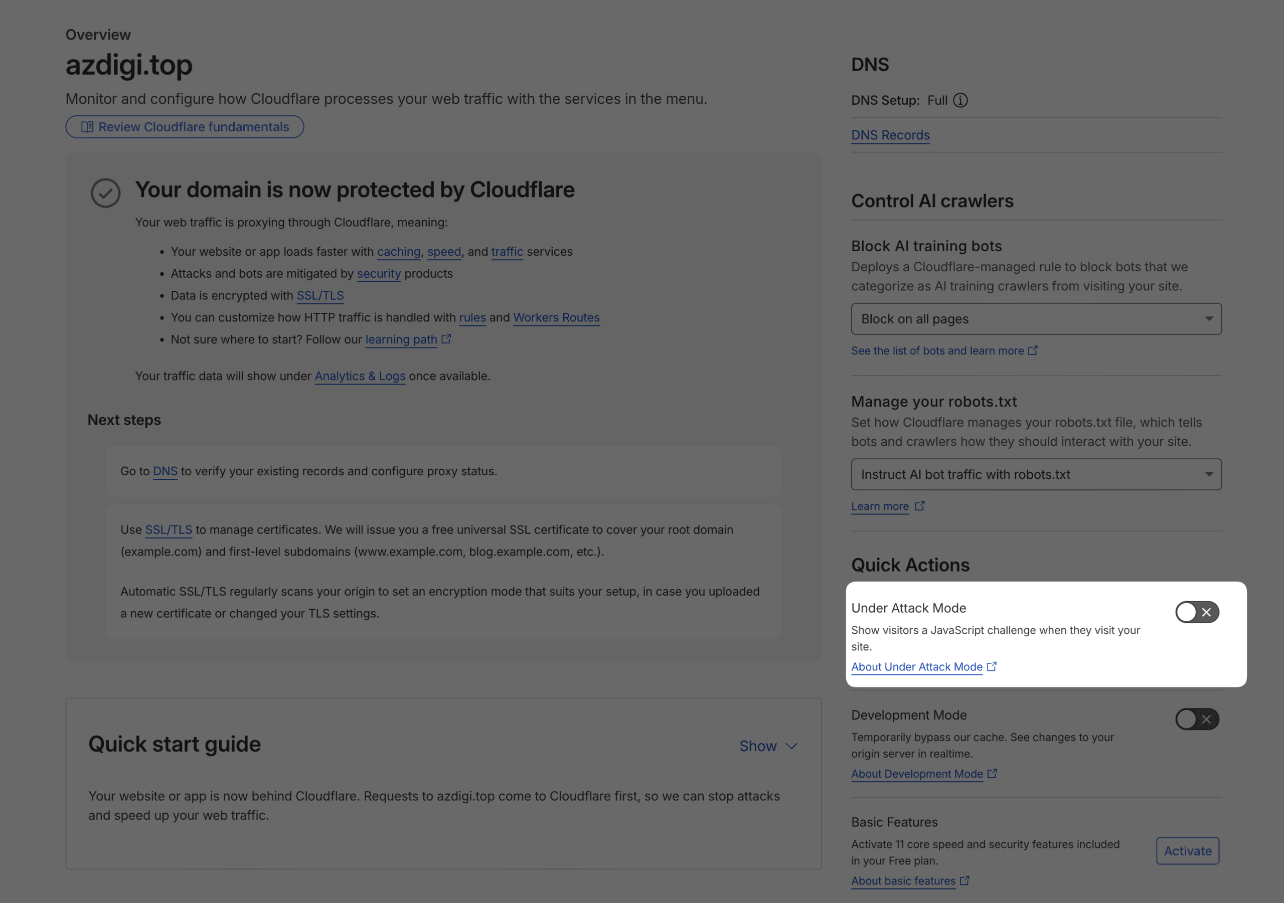 Hướng dẫn chống DDoS và cấu hình bảo mật trên Cloudflare 3 Cloudflare Under Attack Mode