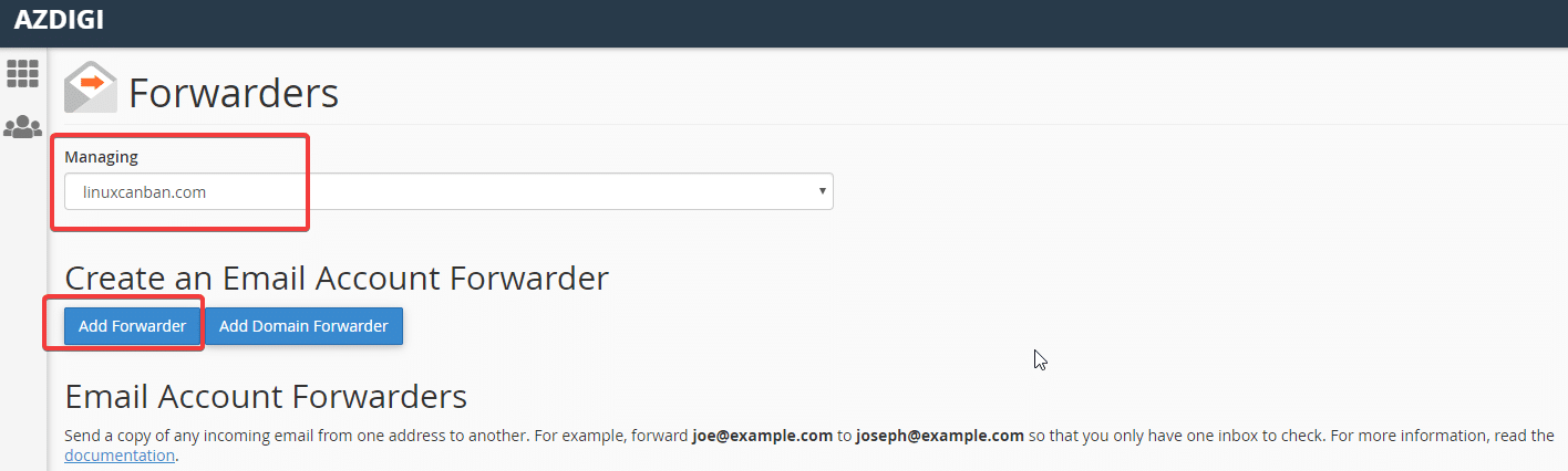 Hướng dẫn cấu hình Email Forwarders trong cPanel 3