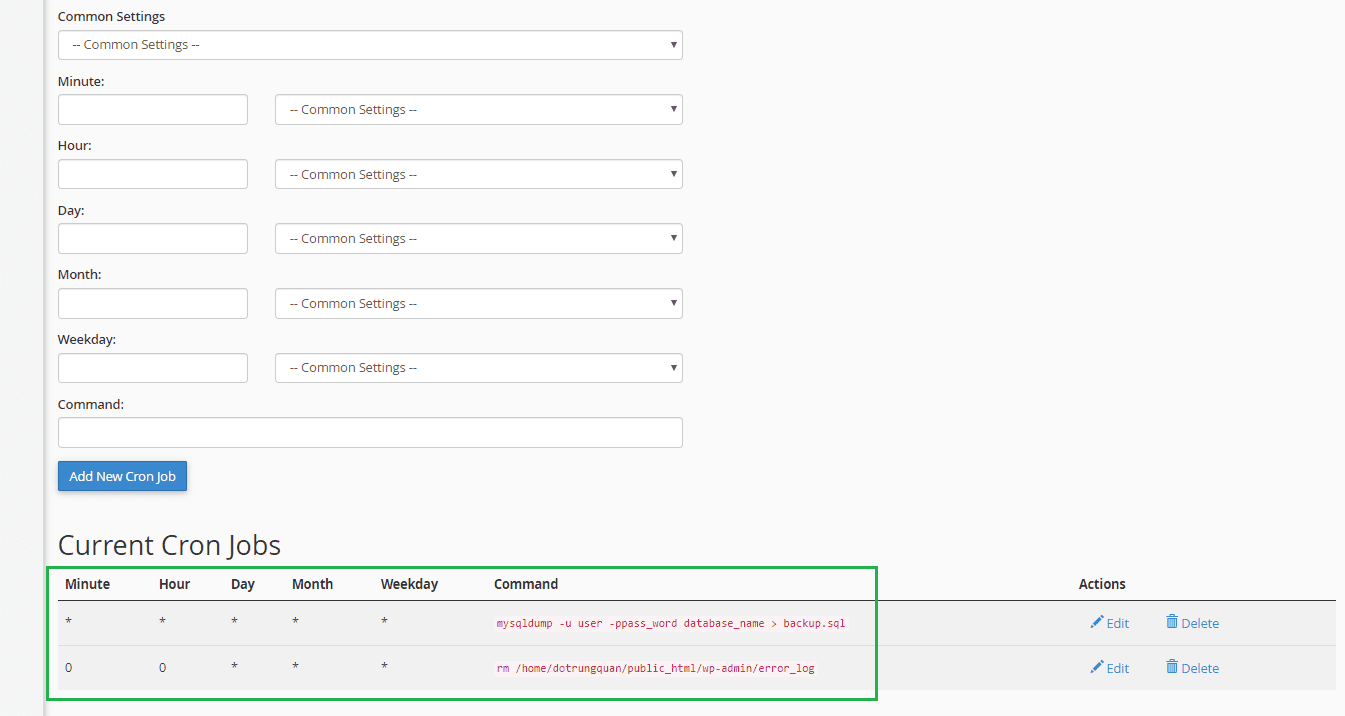 Hướng dẫn tạo Cron Jobs cPanel 4 command backup rm error log 1