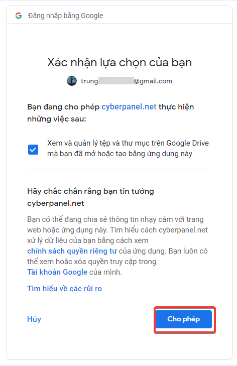 Hướng dẫn backup dữ liệu website trên CyberPanel lên Google Drive 7 cyberdrive4
