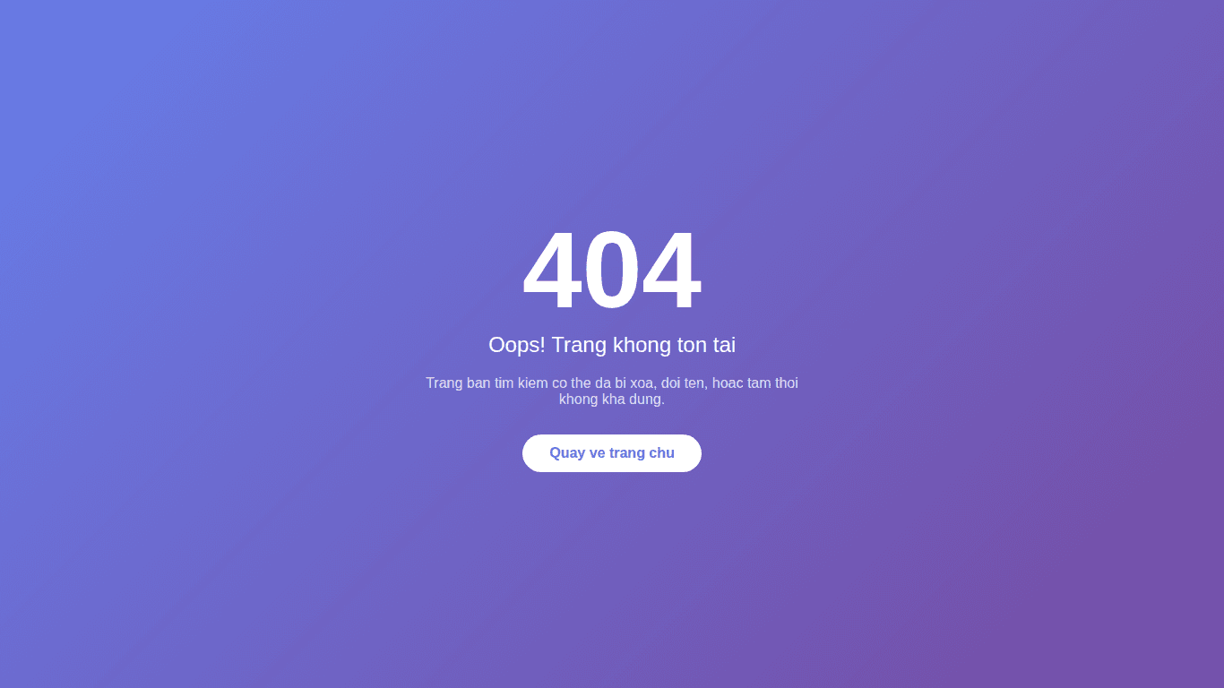Hướng dẫn tuỳ chỉnh Error Pages trên cPanel – Trang lỗi 403, 404, 500 đẹp hơn 4 Trang lỗi 404 custom với giao diện gradient tím-xanh