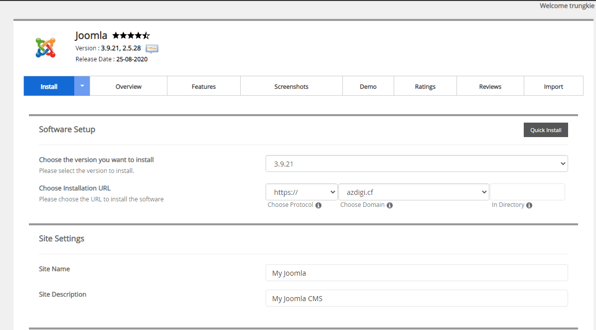 Hướng dẫn cài đặt website Joomla với Softaculous trên cPanel 4 joomla2 1